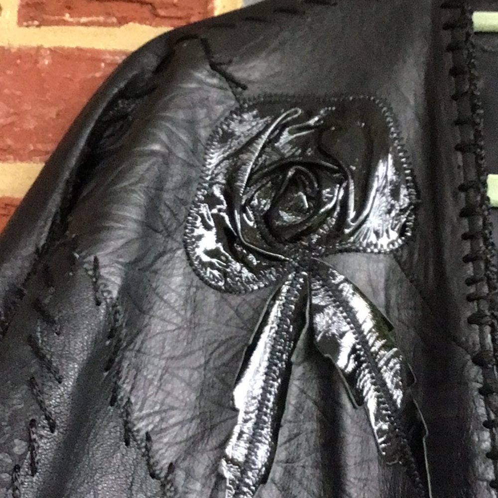 Leather Open Front Womans Rose Jacket - image 5